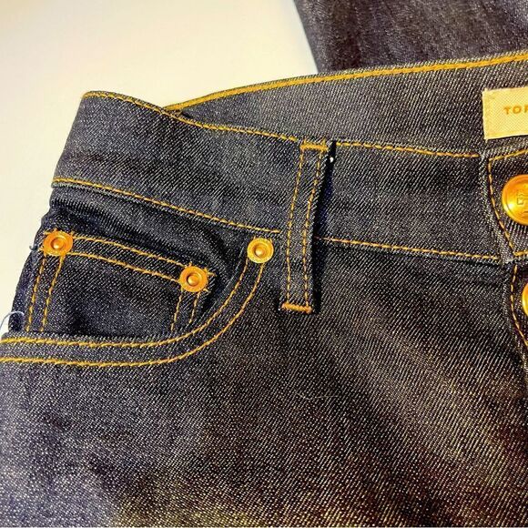 Tory BURCH High Waisted Button Fly Crop Jeans Size 24 Like New Gold Hardware - Picture 8 of 13